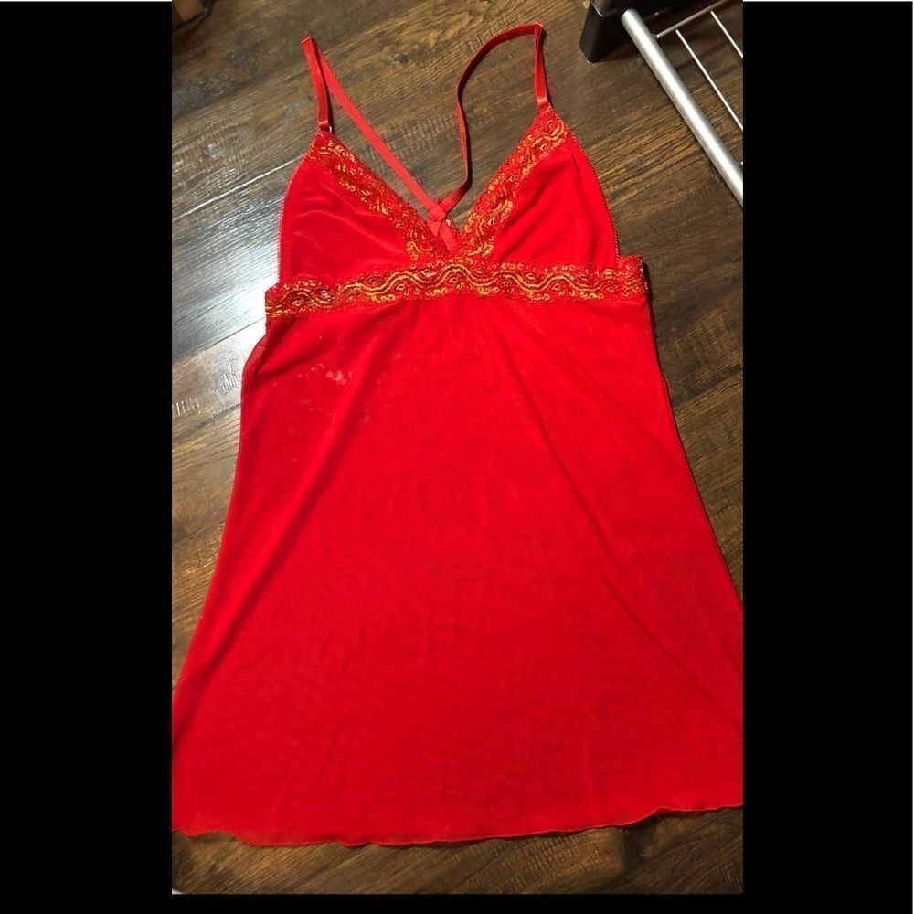 Popsi Red and gold baby doll lingerie.